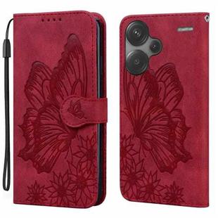 For Xiaomi Redmi Note 13 Pro+ 5G Retro Skin Feel Butterflies Embossing Horizontal Flip Leather Phone Case(Red)