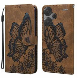 For Xiaomi Redmi Note 13 Pro+ 5G Retro Skin Feel Butterflies Embossing Horizontal Flip Leather Phone Case(Brown)