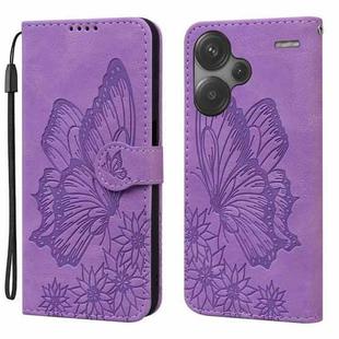 For Xiaomi Redmi Note 13 Pro+ 5G Retro Skin Feel Butterflies Embossing Horizontal Flip Leather Phone Case(Purple)