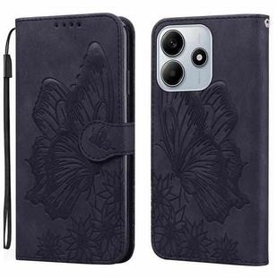 For Redmi Note 14 5G Retro Skin Feel Butterflies Embossing Horizontal Flip Leather Phone Case(Black)