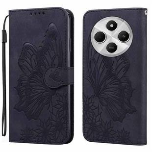 For Redmi 14C 4G Retro Skin Feel Butterflies Embossing Horizontal Flip Leather Phone Case(Black)