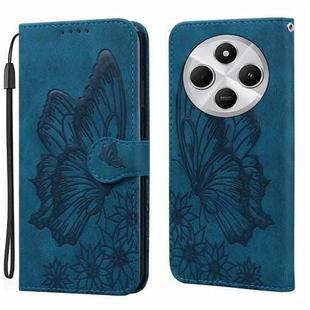 For Redmi 14C 4G Retro Skin Feel Butterflies Embossing Horizontal Flip Leather Phone Case(Blue)