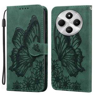 For Redmi A4 5G Retro Skin Feel Butterflies Embossing Horizontal Flip Leather Phone Case(Green)