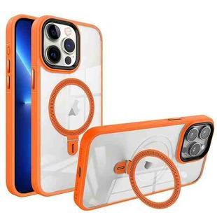 For iPhone 13 Pro Shield Armor MagSafe Holder Phone Case(Orange)