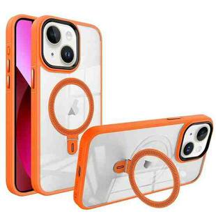 For iPhone 13 Shield Armor MagSafe Holder Phone Case(Orange)