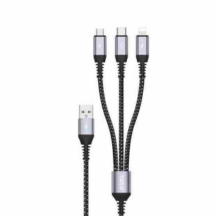 TOTU CB-5-3 3 in 1 17.5W USB to 8 Pin+Micro USB+USB-C/Type-C Multifunctional Data Cable, Length: 1.2m(Grey)