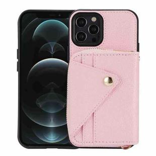 For iPhone 12 / 12 Pro Crossbody Zipper Card Bag RFID Anti-theft Phone Case(Pink)