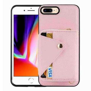 For iPhone 8 Plus / 7 Plus Crossbody Zipper Card Bag RFID Anti-theft Phone Case(Pink)