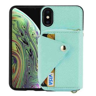 For iPhone XS / X Crossbody Zipper Card Bag RFID Anti-theft Phone Case(Mint Green)