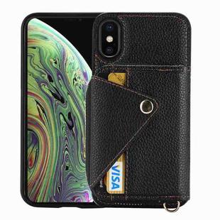 For iPhone XS / X Crossbody Zipper Card Bag RFID Anti-theft Phone Case(Black)