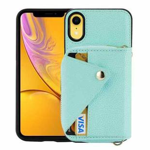 For iPhone XR Crossbody Zipper Card Bag RFID Anti-theft Phone Case(Mint Green)