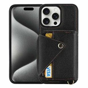 For iPhone 15 Pro Max Crossbody Zipper Card Bag RFID Anti-theft Phone Case(Black)