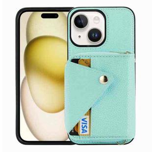 For iPhone 15 Crossbody Zipper Card Bag RFID Anti-theft Phone Case(Mint Green)