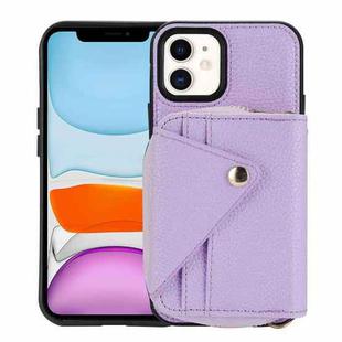 For iPhone 11 Crossbody Zipper Card Bag RFID Anti-theft Phone Case(Purple)