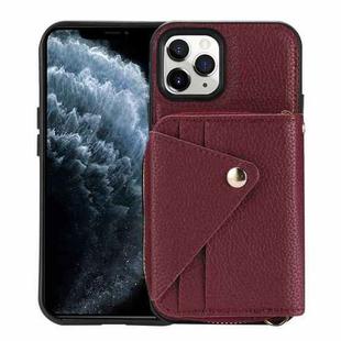 For iPhone 11 Pro Max Crossbody Zipper Card Bag RFID Anti-theft Phone Case(Wine Red)