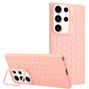 For Samsung Galaxy S24 Ultra 5G Honeycomb Radiating Lens Holder Magsafe Phone Case(Pink)