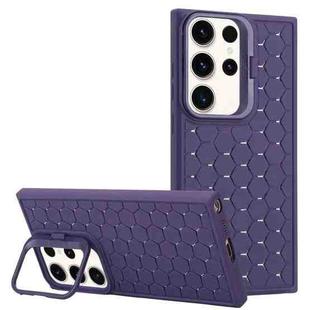 For Samsung Galaxy S24 Ultra 5G Honeycomb Radiating Lens Holder Magsafe Phone Case(Purple)