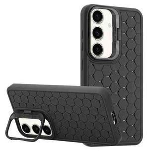 For Samsung Galaxy S24+ 5G Honeycomb Radiating Lens Holder Magsafe Phone Case(Black)