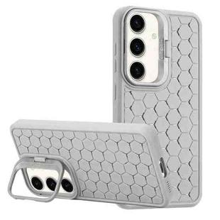 For Samsung Galaxy S24+ 5G Honeycomb Radiating Lens Holder Magsafe Phone Case(Grey)