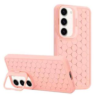 For Samsung Galaxy S23 5G Honeycomb Radiating Lens Holder Magsafe Phone Case(Pink)
