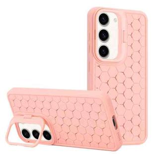 For Samsung Galaxy S23+ 5G Honeycomb Radiating Lens Holder Magsafe Phone Case(Pink)