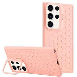 For Samsung Galaxy S23 Ultra 5G Honeycomb Radiating Lens Holder Magsafe Phone Case(Pink)