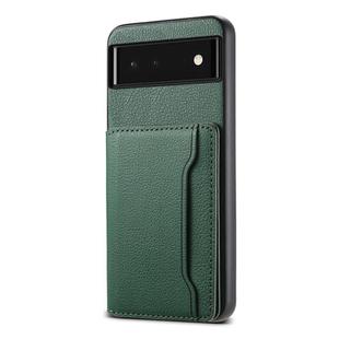 For Google Pixel 6 Calf Texture Card Bag Design Full Coverage Phone Case(Green)