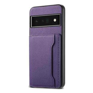 For Google Pixel 6 Pro Calf Texture Card Bag Design Full Coverage Phone Case(Purple)