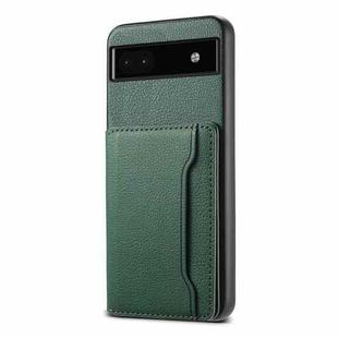 For Google Pixel 6a Calf Texture Card Bag Design Full Coverage Phone Case(Green)