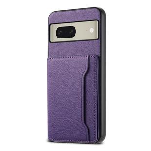 For Google Pixel 8 Calf Texture Card Bag Design Full Coverage Phone Case(Purple)