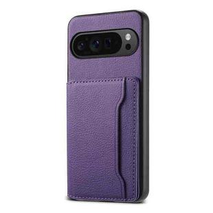 For Google Pixel 10 Pro / 10 Calf Texture Card Bag Design Full Coverage Phone Case(Purple)
