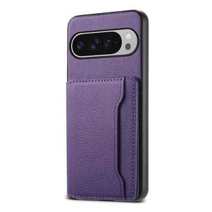 For Google Pixel 10 Pro XL Calf Texture Card Bag Design Full Coverage Phone Case(Purple)