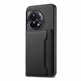 For OnePlus Ace 2 Calf Texture Card Bag Design Full Coverage Phone Case(Black)