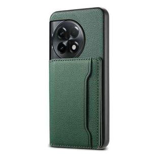 For OnePlus Ace 2 Calf Texture Card Bag Design Full Coverage Phone Case(Green)
