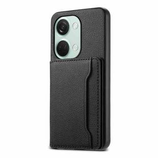 For OnePlus Ace 2V Calf Texture Card Bag Design Full Coverage Phone Case(Black)