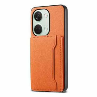 For OnePlus Ace 2V Calf Texture Card Bag Design Full Coverage Phone Case(Orange)