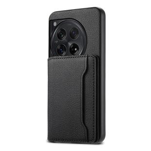 For OnePlus Ace 3 Calf Texture Card Bag Design Full Coverage Phone Case(Black)
