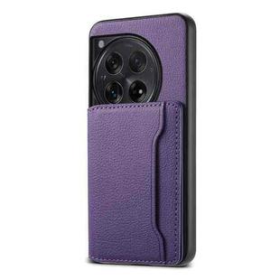 For OnePlus Ace 3 Calf Texture Card Bag Design Full Coverage Phone Case(Purple)