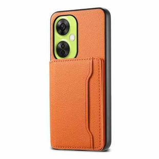 For OnePlus Nord CE 3 Lite Calf Texture Card Bag Design Full Coverage Phone Case(Orange)