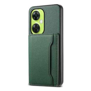 For OnePlus Nord CE 3 Lite Calf Texture Card Bag Design Full Coverage Phone Case(Green)