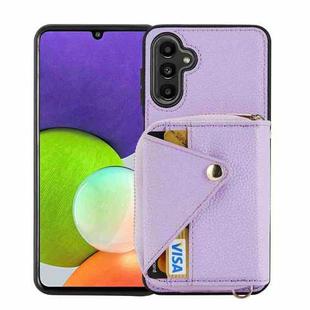 For Samsung Galaxy A14 Crossbody Zipper Card Bag RFID Anti-theft Phone Case(Purple)