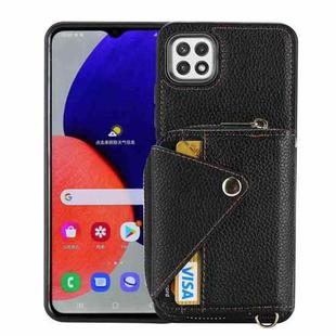 For Samsung Galaxy A22 5G Crossbody Zipper Card Bag RFID Anti-theft Phone Case(Black)