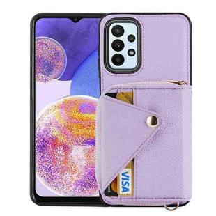 For Samsung Galaxy A23 Crossbody Zipper Card Bag RFID Anti-theft Phone Case(Purple)