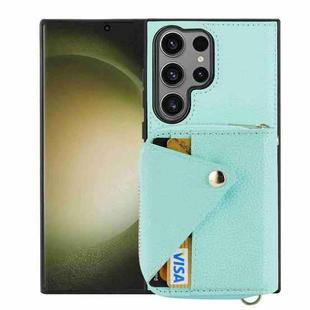 For Samsung Galaxy S24 Ultra 5G Crossbody Zipper Card Bag RFID Anti-theft Phone Case(Mint Green)