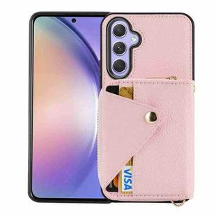 For Samsung Galaxy S23 FE 5G Crossbody Zipper Card Bag RFID Anti-theft Phone Case(Pink)