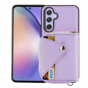 For Samsung Galaxy S24 5G Crossbody Zipper Card Bag RFID Anti-theft Phone Case(Purple)