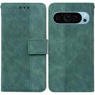 For Google Pixel 9 Geometric Embossed Leather Phone Case(Green)