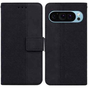 For Google Pixel 9 Pro 5G Geometric Embossed Leather Phone Case(Black)