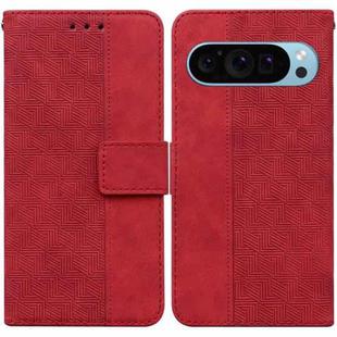 For Google Pixel 9 Pro 5G Geometric Embossed Leather Phone Case(Red)