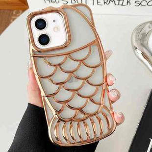 For iPhone 11 Mermaid Shape Embossed Electroplated TPU Phone Case(Gold)